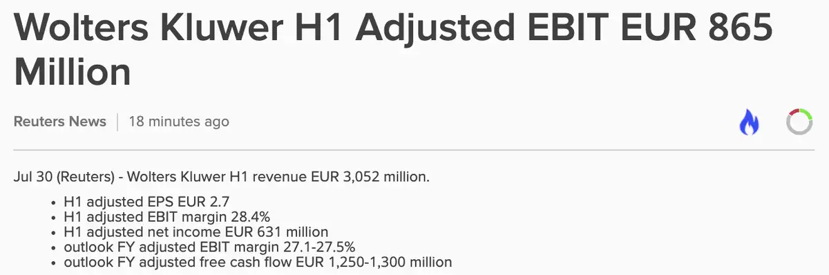 Wolters Kluwer Q2-cijfers
