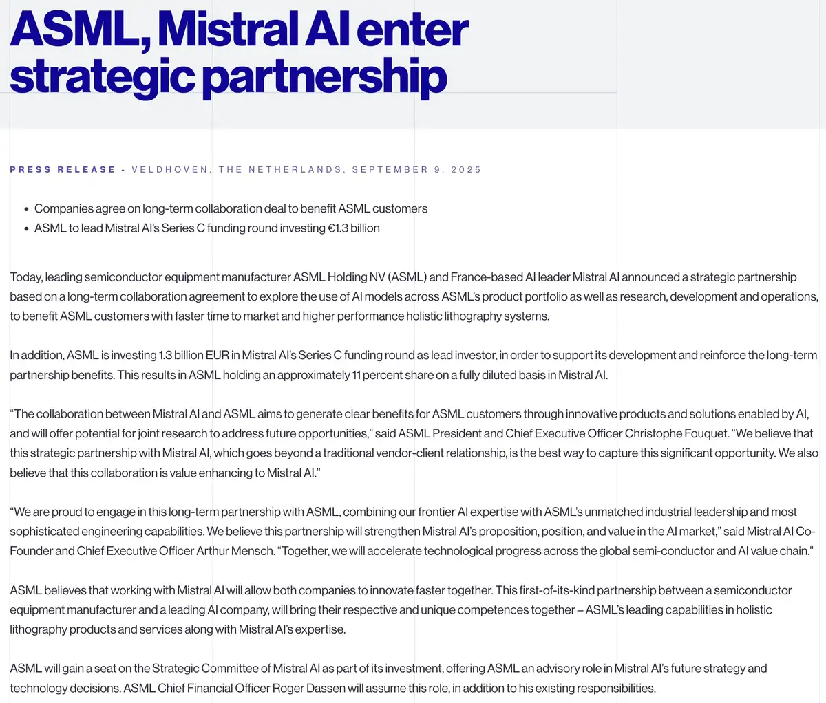 ASML MistralAI