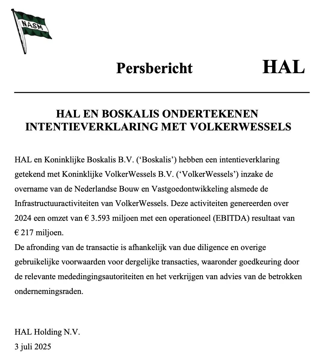 HAL koopt VolkerWessels