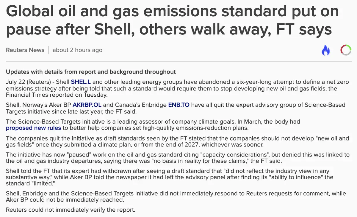 Shell verlaat klimaatverdrag