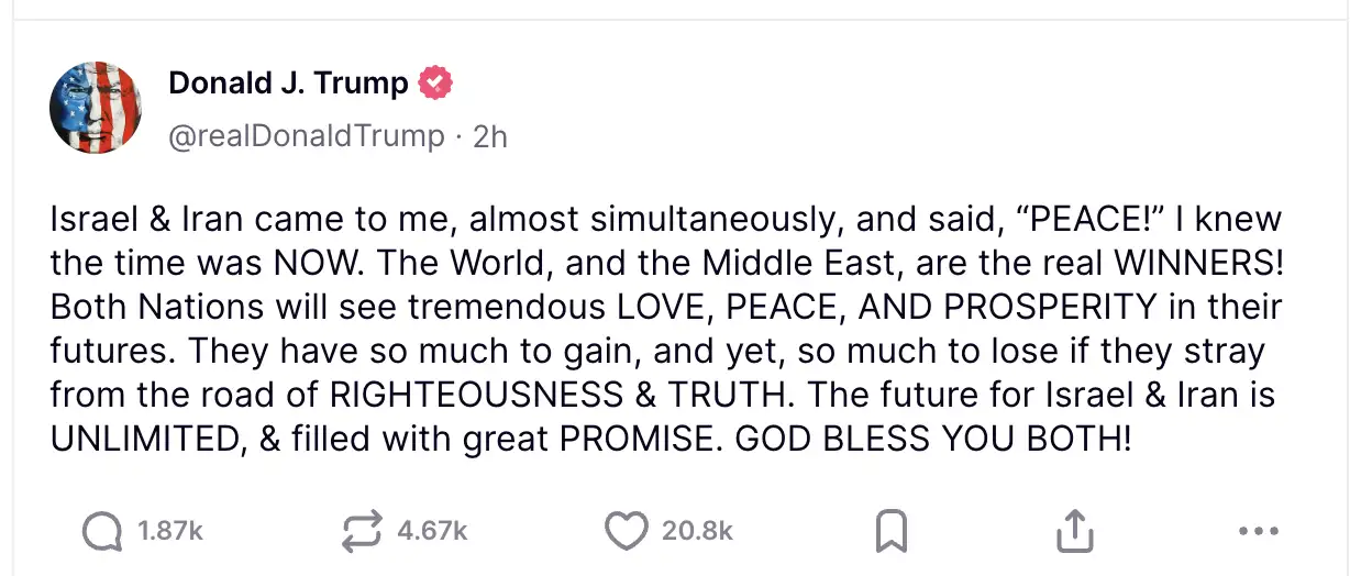 Trump wapenstilstand