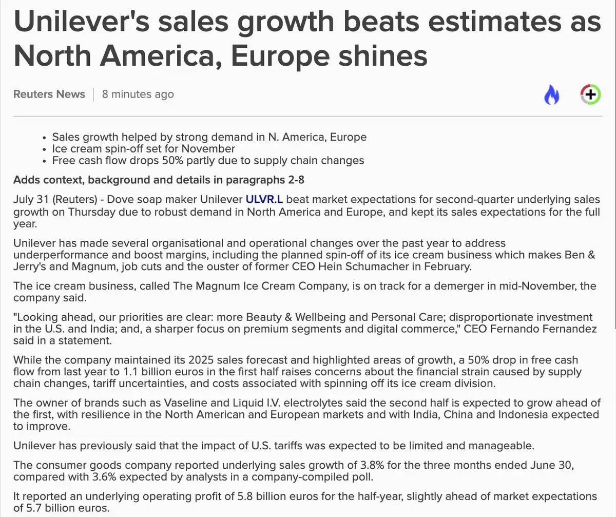 Unilever Q2's